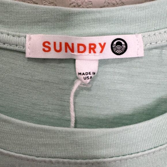 Sundry Dress Womens Size 3 Large Mint Green Ruffle Maxi Sleeveless Made USA - Picture 3 of 9